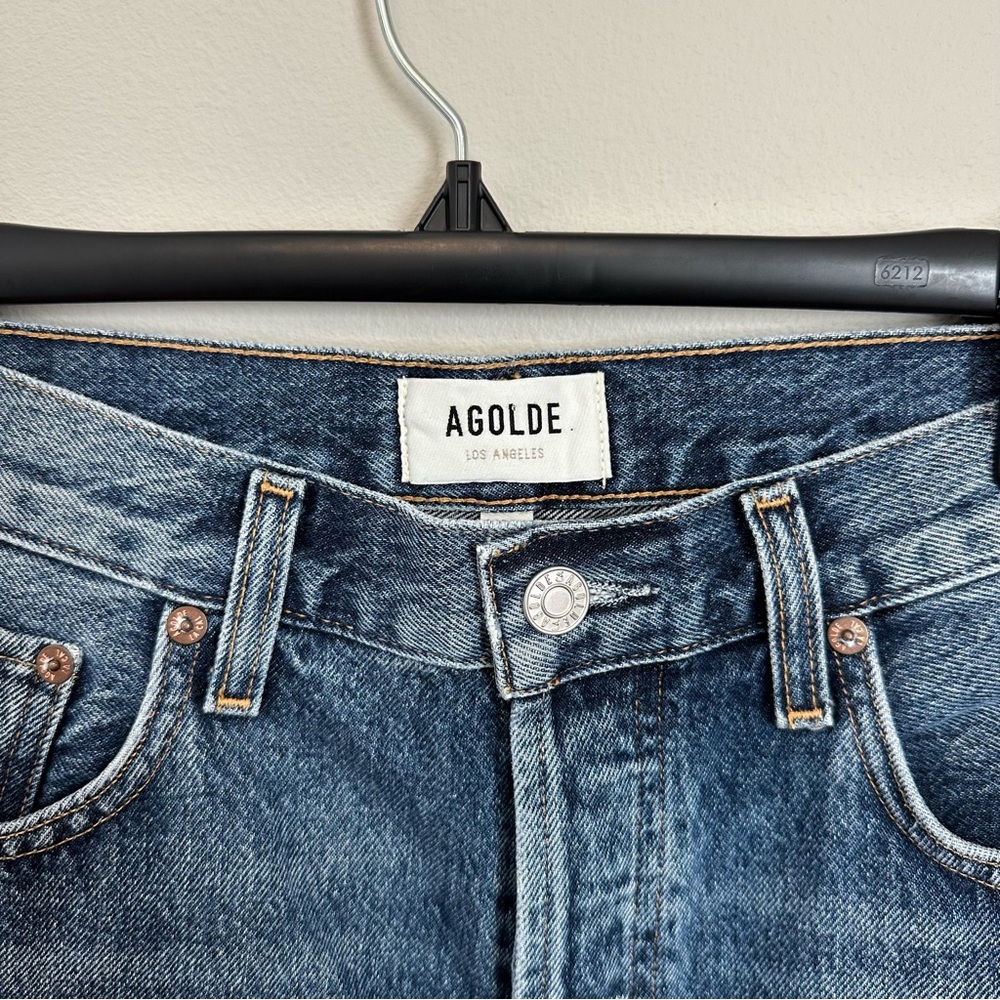 AGOLDE RISHI Denim Shorts 28 NWOT High Rise Vintage Wash Wide Leg Jorts - Picture 8 of 11